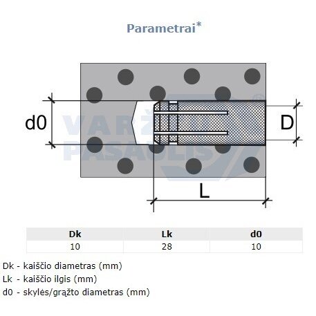 Žalvarinis inkaras M8, 100vnt pakuotė internetu